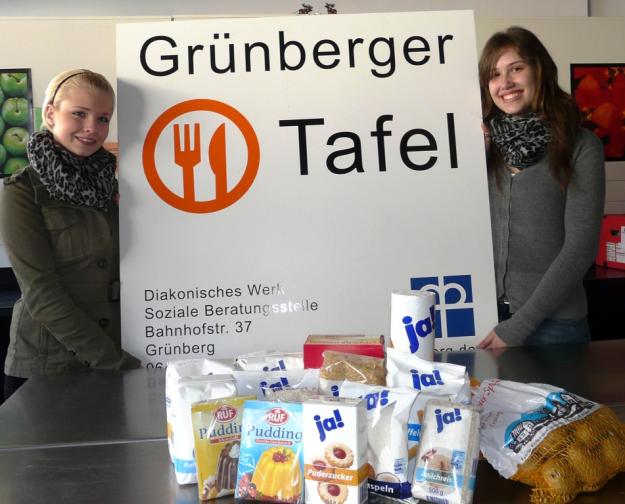 Bild: Johanna Scheld (links) und Larissa Ruppenthal bei der Spendenübergabe